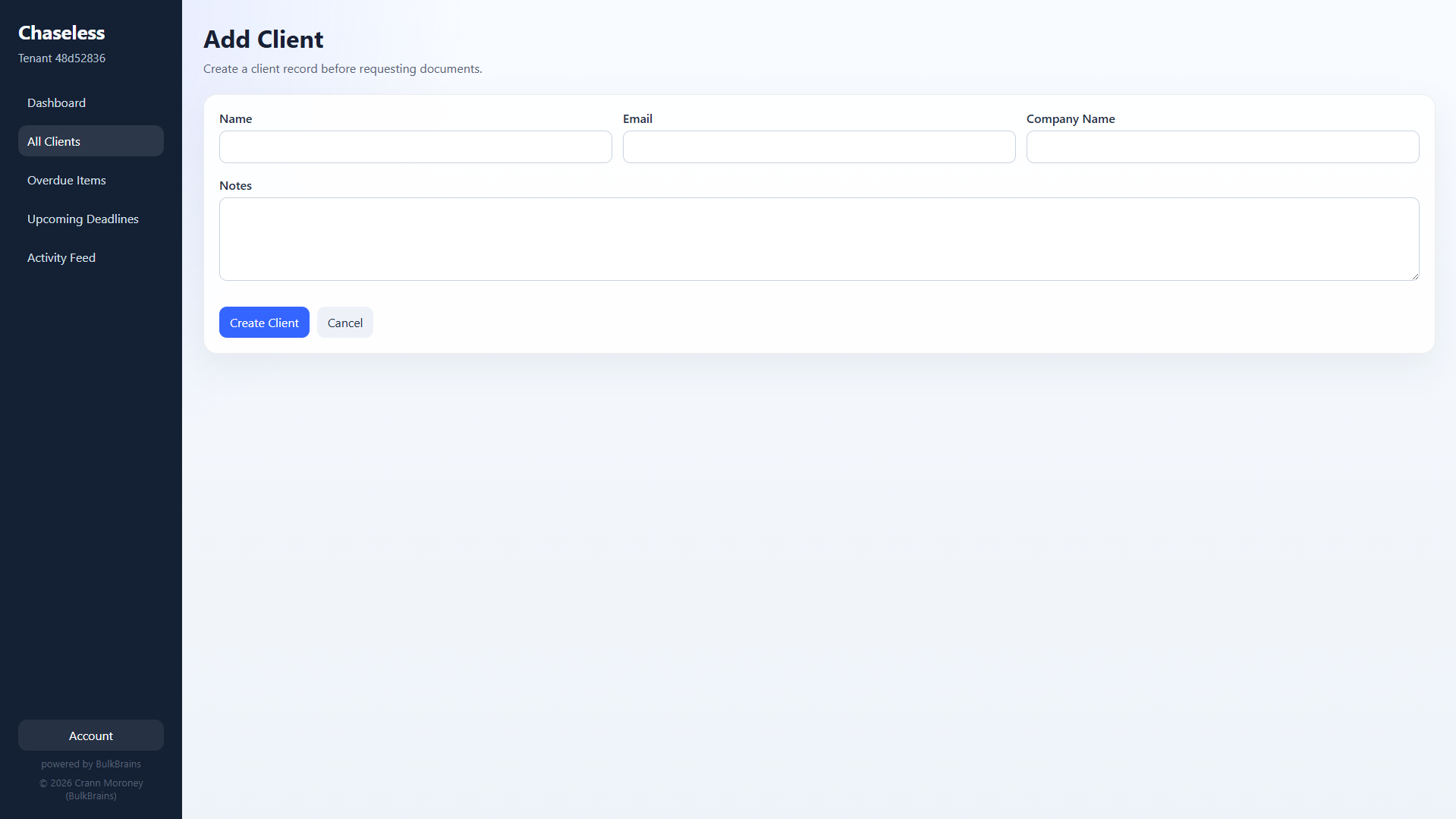 chaseless client page