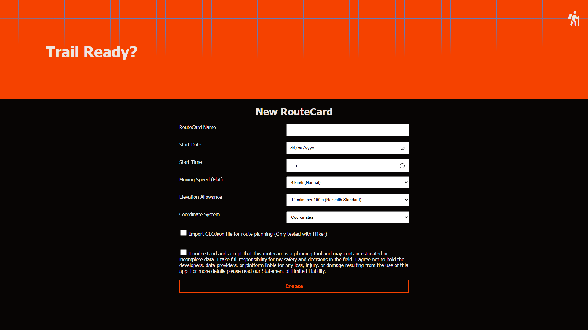 routecard.org new routecard page